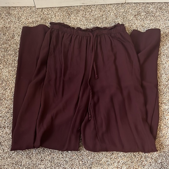 Burgundy Flowy Pants - Picture 2 of 3